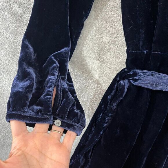 J Crew Velvet Wrap Dress Navy Blue Knee Length Tie Pockets Womens Sz 2 NEW $148 - Picture 10 of 11